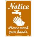 10&quot; x 14&quot; Notice Please Wash Your Hands Sign, Plastic