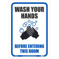 7&quot; x 10&quot; Wash your Hands Before Entering this Room Sticker, Vinyl Adhesive