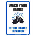10&quot; x 14&quot; Wash Your Hands Before Leaving This Room Sticker, Vinyl Adhesive