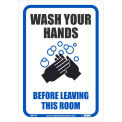 7&quot; x 10&quot; Wash Your Hands Before Leaving This Room Sticker, Vinyl Adhesive
