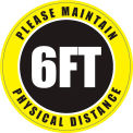 Please Maintain Physical Distance Sign, 8&#39;&#39; Round, Vinyl Adhesive