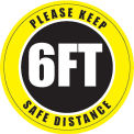 12&#39;&#39; Round Please Keep Safe Distance Sign, Vinyl Adhesive