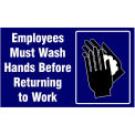 NoTrax&#174; Employees Must Wash Hands Safety Message Mat 3/8&quot; Thick 4' x 6' Blue