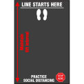 4'W x 6'L Line Starts Here Safety Message Mat, 3/8&quot; Thick, Black