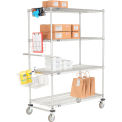 Nexel Chrome Curbside Wire Truck w/4 Shelves & Polyurethane Casters, 60"L x 24"W x 69"H