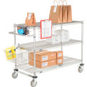 Nexel Chrome Curbside Cart w/3 Shelves & Polyurethane Casters, 42&quot;L x 24&quot;W x 40&quot;H