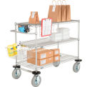 Nexel Chrome Curbside Cart w/3 Shelves & Pneumatic Casters, 1200 Ib, 60&quot;L x 24&quot;W x 43&quot;H
