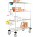 Nexel Chrome Curbside Wire Truck w/4 Shelves & Pneumatic Casters, 42"L x 18"W x 72"H