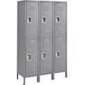 2-Tier 6 Door Locker, 15&quot;Wx18&quot;Dx36&quot;H, Gray, Unassembled