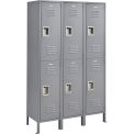 2-Tier 6 Door Locker, 15&quot;Wx18&quot;Dx36&quot;H, Gray, Assembled