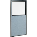 Global Industrial Office Partition Panel With Partial Window, 24-1/4"W x 96"H, Blue