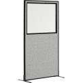 24-1/4"W x 96"H Freestanding Office Partition Panel with Partial Window, Gray
