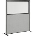 60-1/4"W x 96"H Freestanding Office Partition Panel with Partial Window, Gray