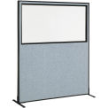 60-1/4&quot;W x 96&quot;H Freestanding Office Partition Panel with Partial Window, Blue