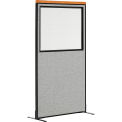 36-1/4"W x 97-1/2"H Deluxe Freestanding Office Partition Panel with Partial Window, Gray