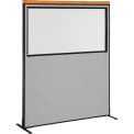 60-1/4&quot;W x 97-1/2&quot;H Deluxe Freestanding Office Partition Panel with Partial Window, Gray