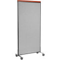 36-1/4&quot;W x 100-1/2&quot;H Deluxe Mobile Office Partition Panel, Gray