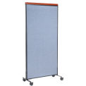 36-1/4&quot;W x 100-1/2&quot;H Deluxe Mobile Office Partition Panel, Blue