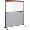60-1/4&quot;W x 100-1/2&quot;H Deluxe Mobile Office Partition Panel with Partial Window, Gray