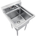 Stainless Steel Utility Sink W/Faucet & 10&quot; Backsplash, 18&quot;x18&quot;x12&quot; Deep