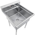 Stainless Steel Utility Sink W/Faucet & 10&quot; Backsplash, 24&quot;x24&quot;x12&quot; Deep