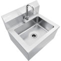 Stainless Steel Hands Free Wall Mount Sink W/Faucet, 14&quot;x10&quot;x5&quot; Deep