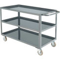 Welded Steel Utility Cart, 3 Tray Shelves, 24&quot;Wx48&quot;L