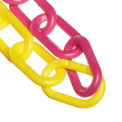 Mr. Chain Alternating Heavy Duty Plastic Barrier Chain, HDPE, 2&quot;x100', 54mm, Yellow/Pink