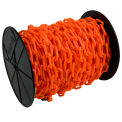 Mr. Chain Plastic Barrier Chain on a Reel, HDPE, 2&quot;x125', #8, 51mm, Traffic Orange