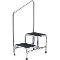 Global Industrial Chrome Two-Step Foot Stool With Handrail
