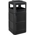 Global Industrial 42 Gallon Square Plastic Waste Receptacle With Ashtray Lid, Black