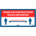 Global Industrial&#8482; Red Thank you for Social Distancing Sign, 24&quot;W x 12&quot;H, Adhesive Vinyl