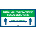 Global Industrial™ Green Thank you for Social Distancing Sign,  24"W x 12"H, Adhesive Vinyl