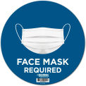 Global Industrial&#8482; 12&quot; Round Face Mask Required Wall Sign, Blue, Adhesive