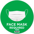 Global Industrial&#8482; 12&quot; Round Face Mask Required Wall Sign, Green, Adhesive