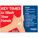 Global Industrial Key Times to Wash Your Hands Sign,  14&quot;W x 10&quot;H,  Wall Adhesive
