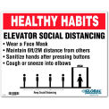 Global Industrial Elevator Social Distancing Sign, 10&quot;W x 8''H, Wall Adhesive