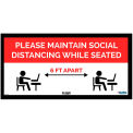 Global Industrial&#8482; Red Maintain Social Distancing While Seated Sign, 24&quot;W x 12''H, Adhesive