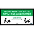 Global Industrial Green Maintain Social Distancing While Seated Sign, 24&quot;W x 12''H, Adhesive