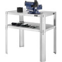 Global Industrial Adjustable Height Machine Stand, 430 Stainless Steel, 36&quot;Wx24&quot;Dx30-36&quot;H
