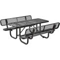 4' Rectangular Outdoor Expanded Metal Picnic Table With Backrests, Black