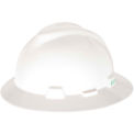 MSA V-Gard&reg; Slotted Full-Brim Hat With 1-Touch Suspension, White - Pkg Qty 20