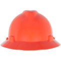 MSA V-Gard&reg; Slotted Full-Brim Hat With Staz-On Suspension, Orange - Pkg Qty 20