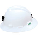 MSA V-Gard® Slotted Full-Brim Hat,Lamp Bracket,Cord Holder Fas-Trac III Suspension,White