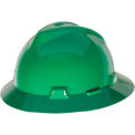 MSA V-Gard&reg; Slotted Full-Brim Hat With Staz-On Suspension, Green - Pkg Qty 20