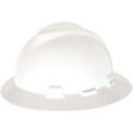 MSA V-Gard&reg; Slotted Full-Brim Hat With Staz-On Suspension, White - Pkg Qty 20