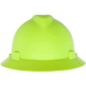 MSA V-Gard&reg; Slotted Full-Brim Hat With Fas-Trac III Suspension, Hi-Viz Yellow-Green - Pkg Qty 20