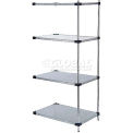 Nexel Galvanized Steel, 5 Tier, Solid Shelving Add-On Unit, 54"Wx18"Dx63"H