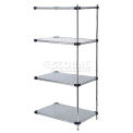 Nexel Galvanized Steel, 4 Tier, Solid Shelving Add-On Unit, 42"Wx18"Dx63"H