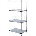 Nexel Galvanized Steel, 5 Tier, Solid Shelving Add-On Unit, 42"Wx24"Dx63"H